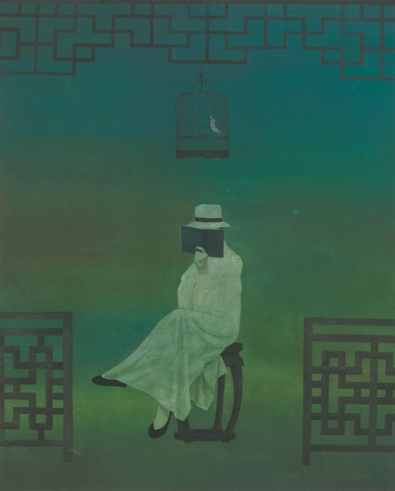 徐累，笼中对，63×51cm，纸本水墨设色，1994.jpg