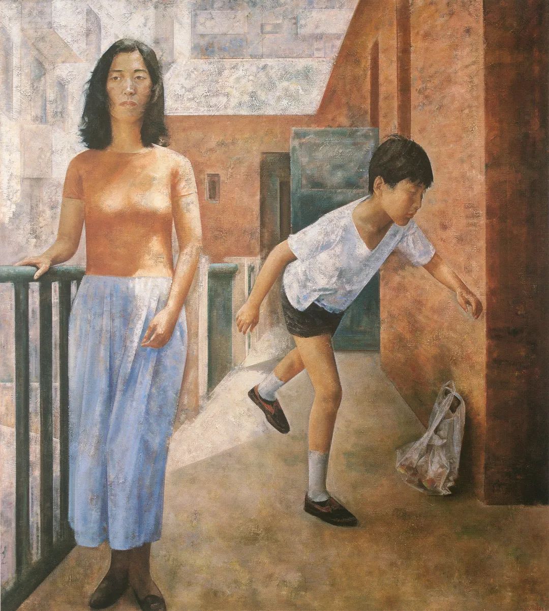 《狭窄的旧楼道》，布面油画，190x180cm，1994.jpg