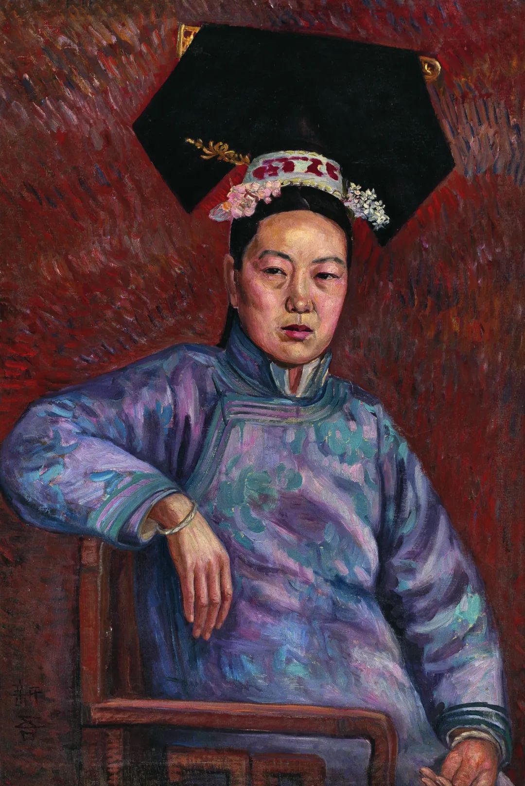 吴法鼎，《旗装女人像》，布面油彩，94×63cm，20世纪20年代，中央美术学院美术馆藏.jpg