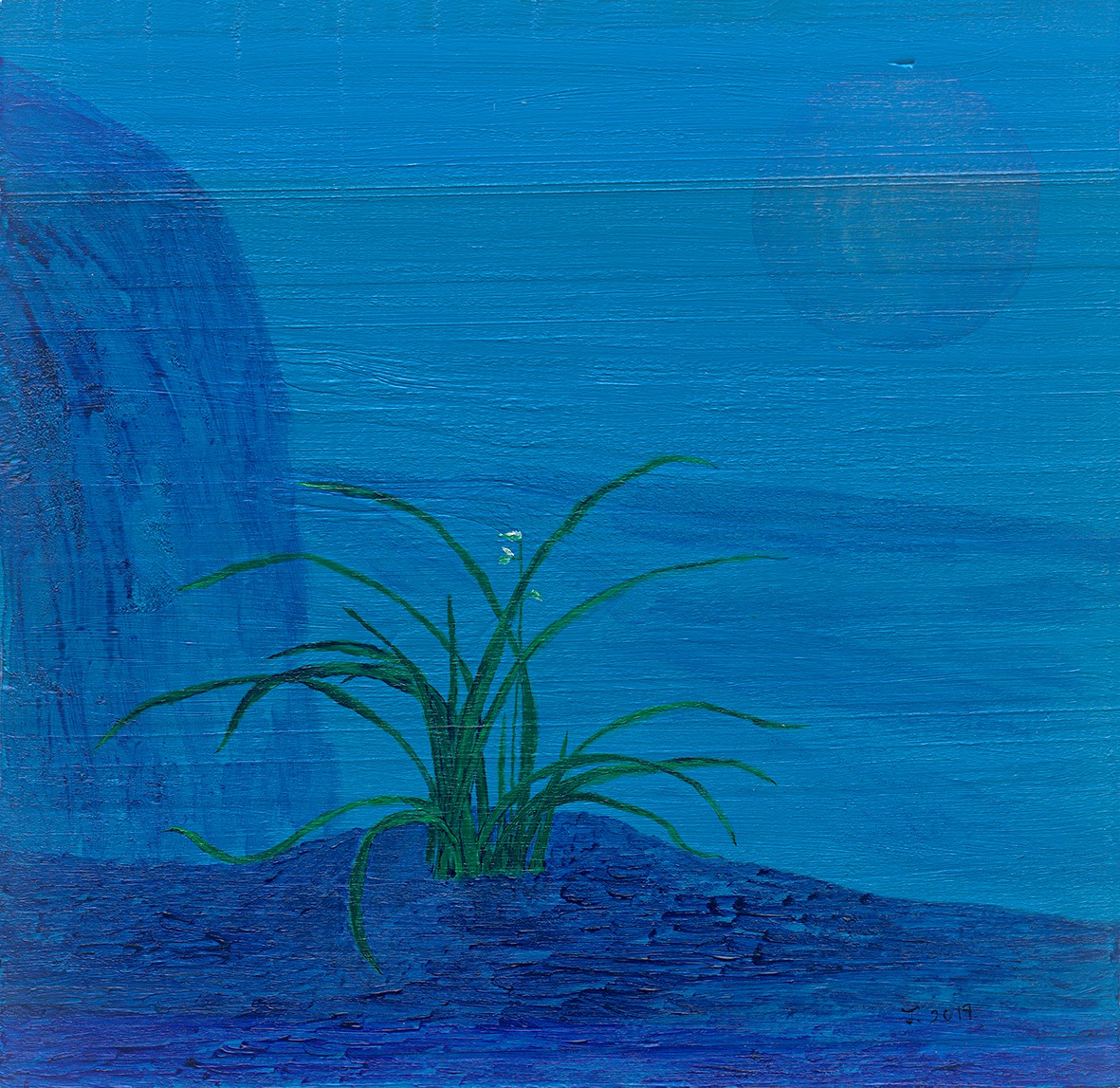 兰花，木板丙烯，30×30cm，2019.jpg