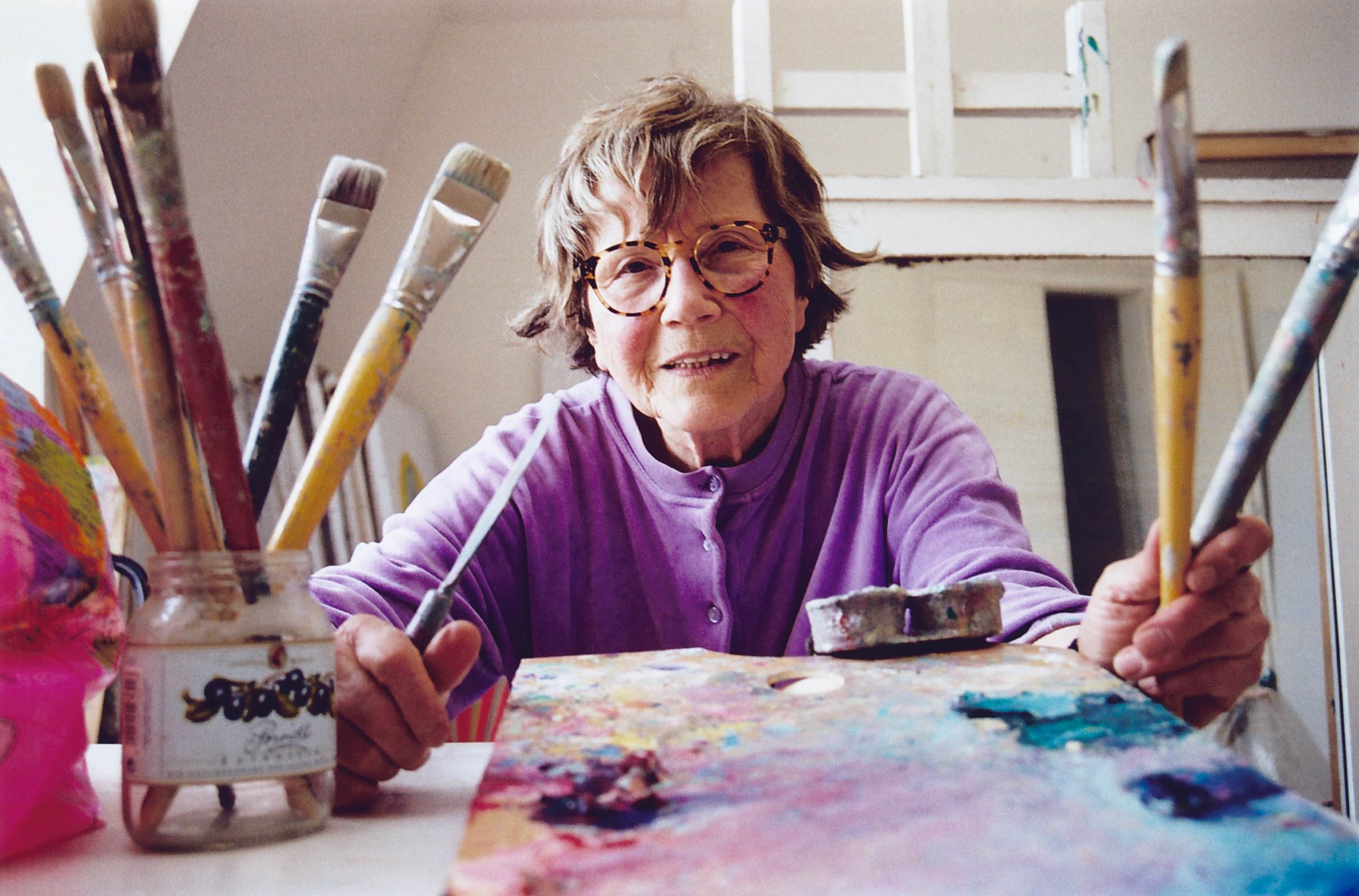 03  Maria Lassnig in her studio, Vienna, early 2000s.jpg