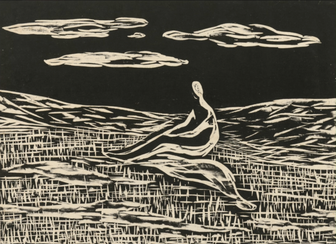 陈琦，郁达夫《沉沦》插图，黑白木刻，34x47cm，1985.png