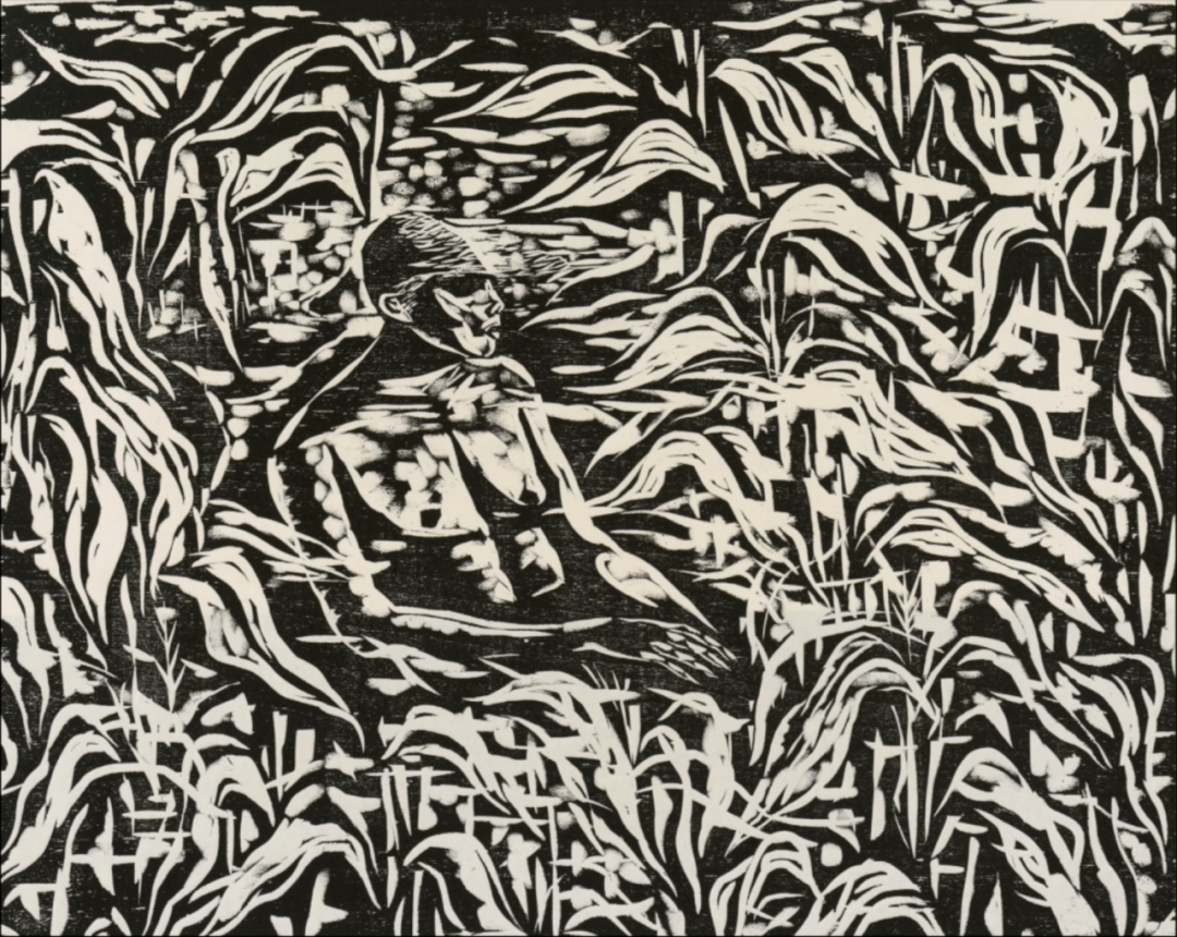 陈琦，《玉米》，黑白木刻，42x53cm，1986.png