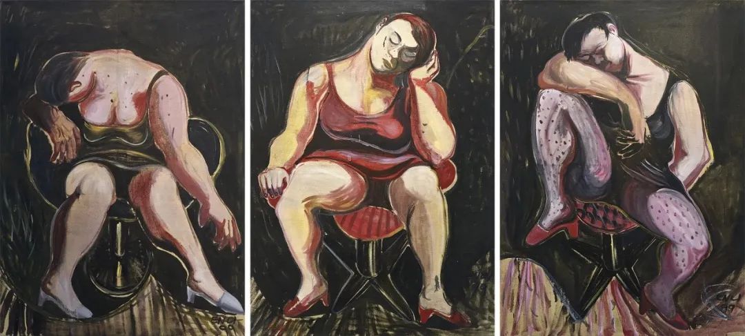 Zhang Enli, Maidens, 1999, oil on canvas (set of 3).jpg