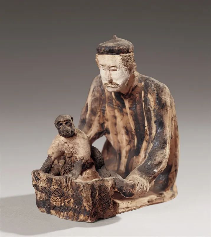 23 Old Man Riding with a Monkey  by Liu Shiming (1989), Pottery, 10.6×17.1×15.5cm.jpg