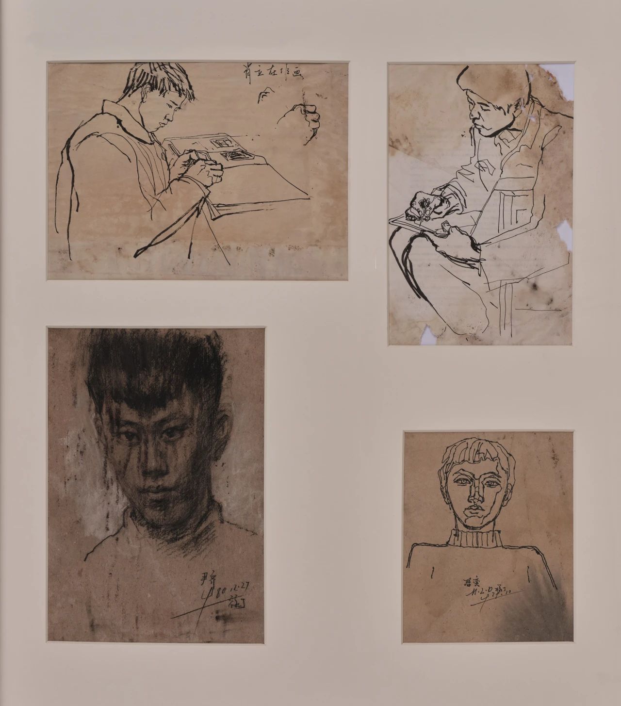 24 Classmates, sketch on paper, upper left 17.7cm x 23.7cm, upper right 14.7cm x 25.5cm, lower left 17.8cm x 24.5cm, lower right 13.3cm x 16.2cm, 1979-1980.jpg