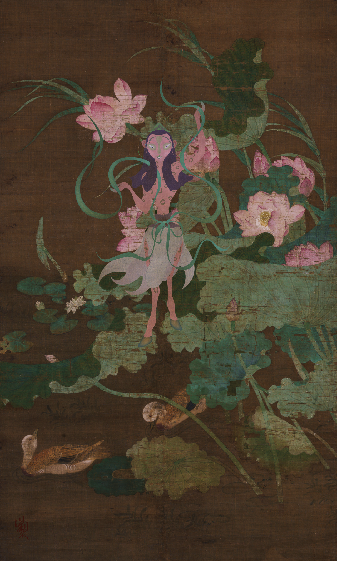 09 Lotus, Birds, and Wu Luo, Archival Inkjet Print, 110cm×180cm, 2023.png