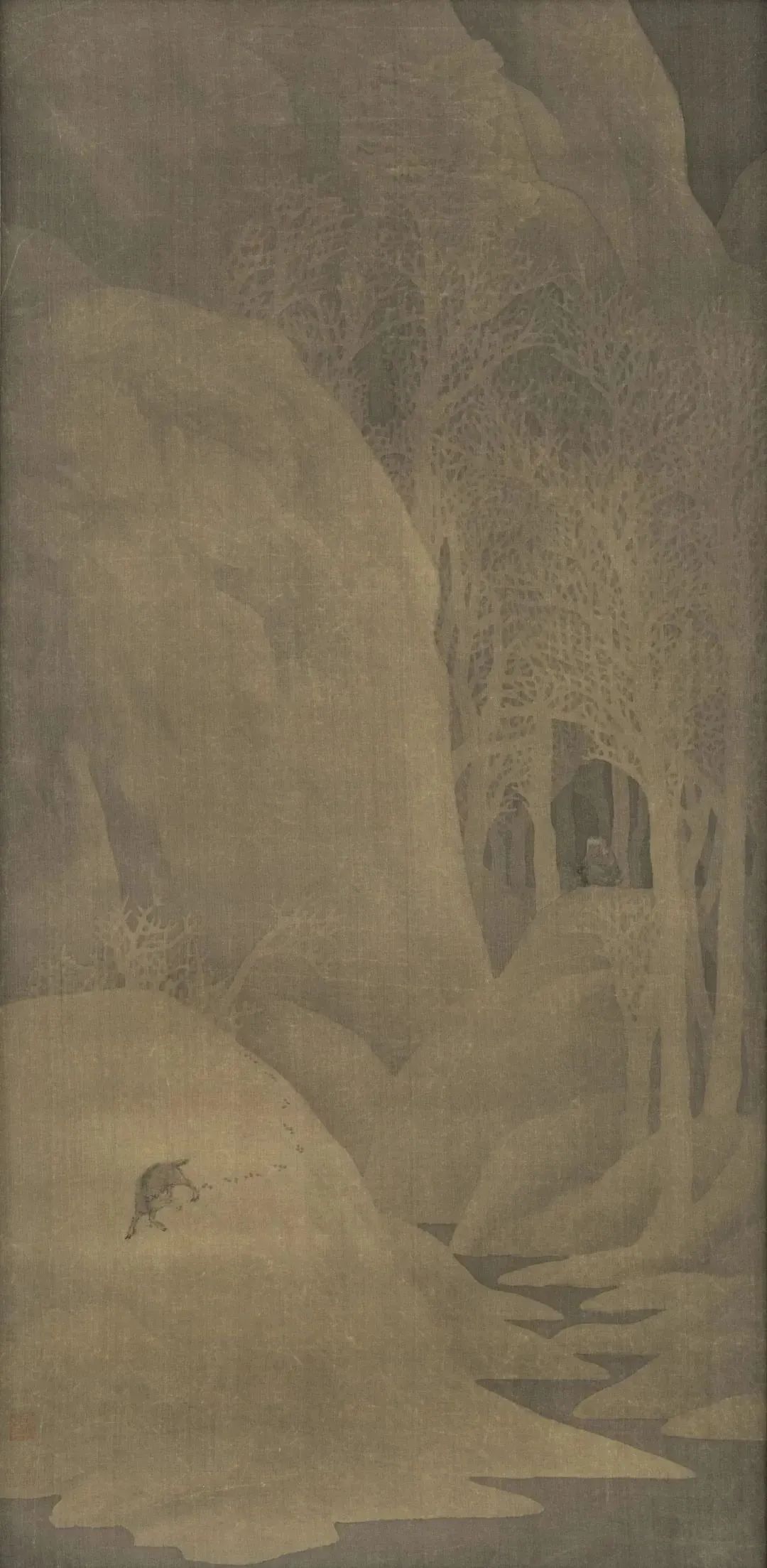 Deng Jin, Drinking Deer, Ink on silk, 134cm×64cm, 2024.jpg